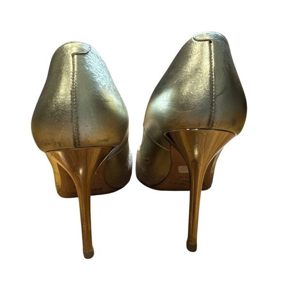 Jimmy Choo Abel Degradé Metallic Gold Tan Beige Suede Pointed Toe Stiletto Pumps - Picture 13 of 15